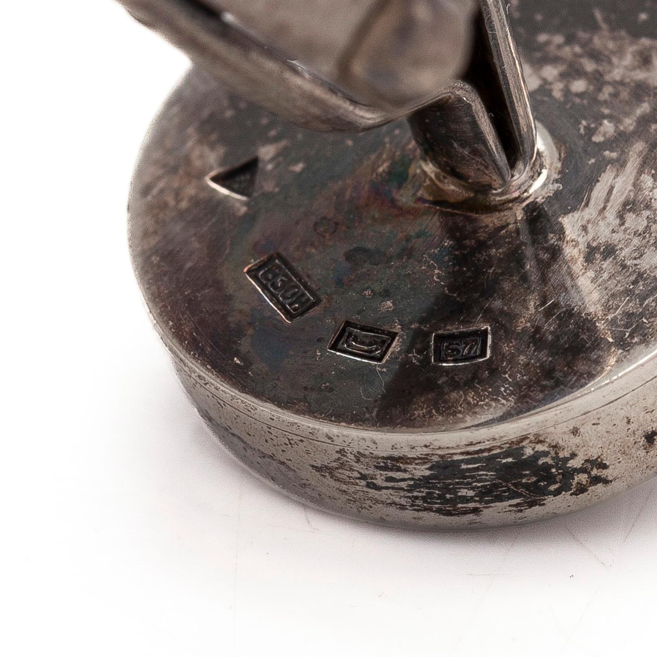 Cufflinks, 2 pairs, silver, copper ore. Tillander, Helsinki, 1971 and 1983.