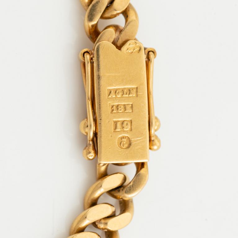 Armband, 18K guld med två berlocker  turkiska mynt 22K guld.