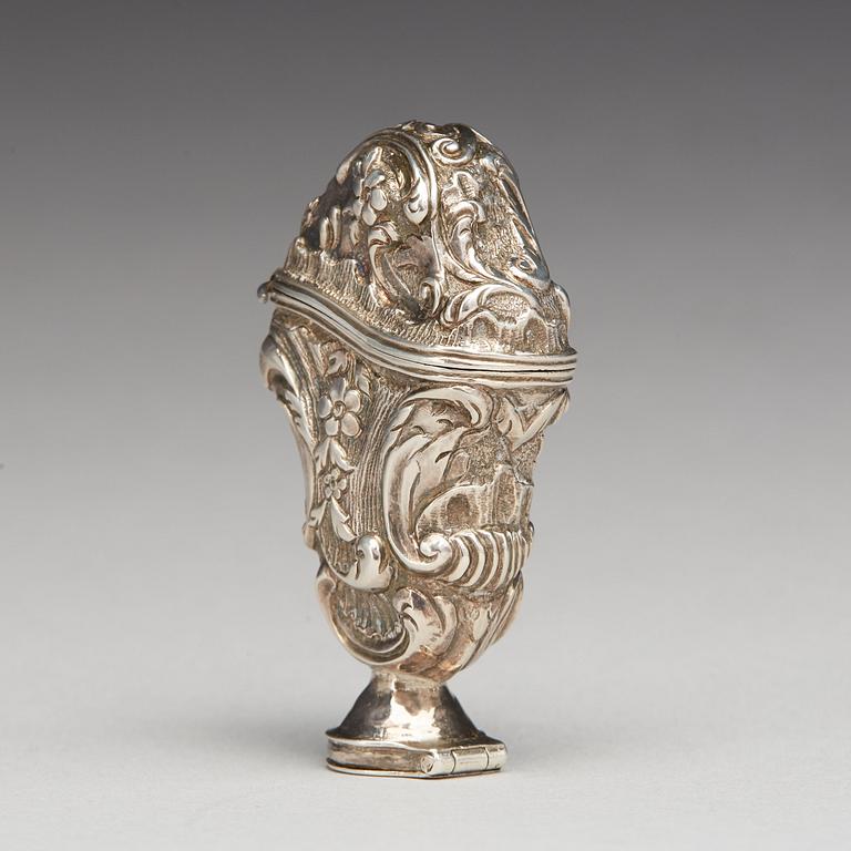 Jöran Stammer, luktdosa, silver, (verksam i Jönköping 1729-1752(-1754)). Rokoko.