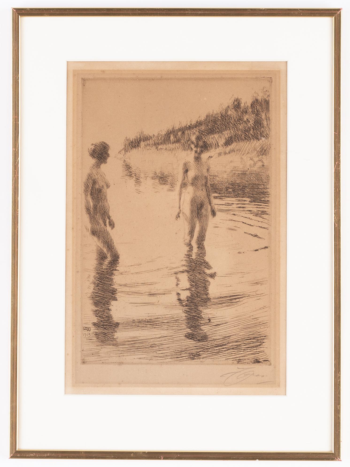 Anders Zorn, etching, 1913, signed in pencil.
