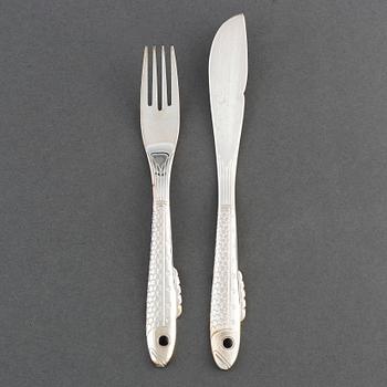 GUNNAR CYRÉN, 24+24 FISH CUTLERY "NOBEL" STAINLESS, Gense.