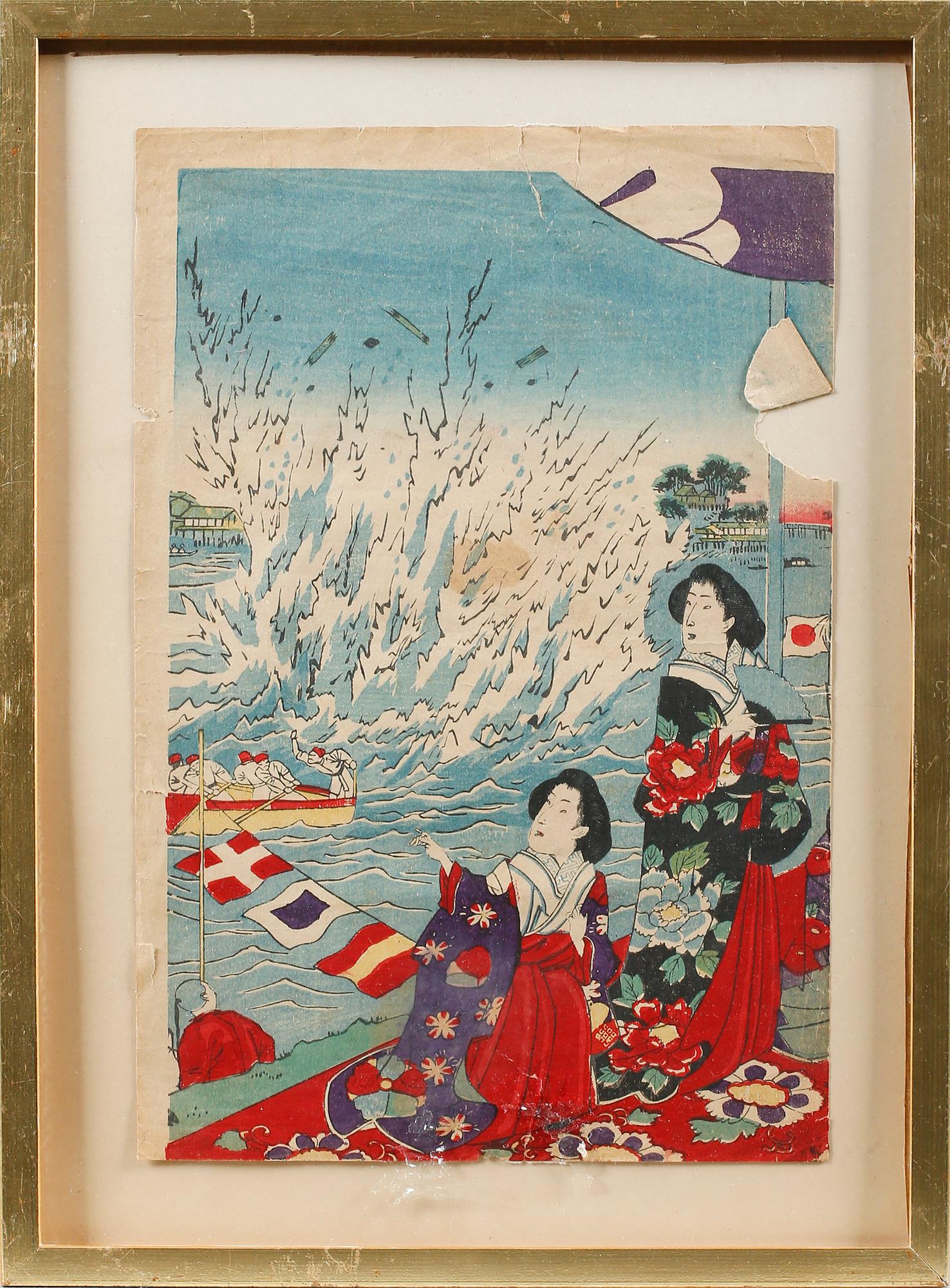 JAPANSKA TRÄSNITT 5st, bl.a. Chikanobu, 1800- / tidigt 1900-tal.
