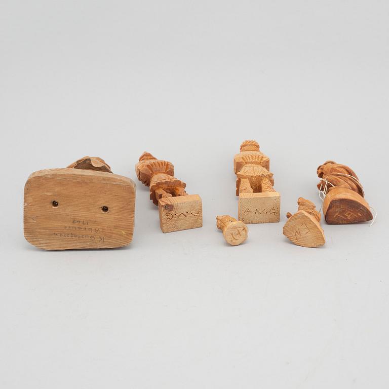 TRÄFIGURER, 6 st, signerade.