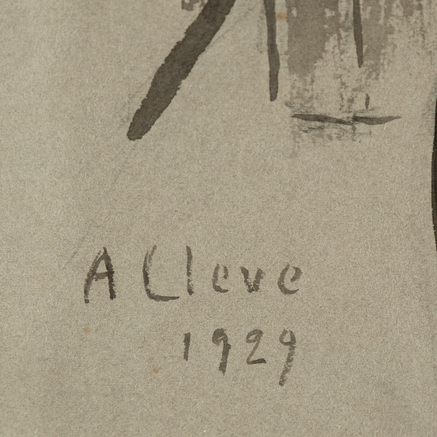 AGNES CLEVE, ink on paper. Signed A Cleve and dated 1929.
