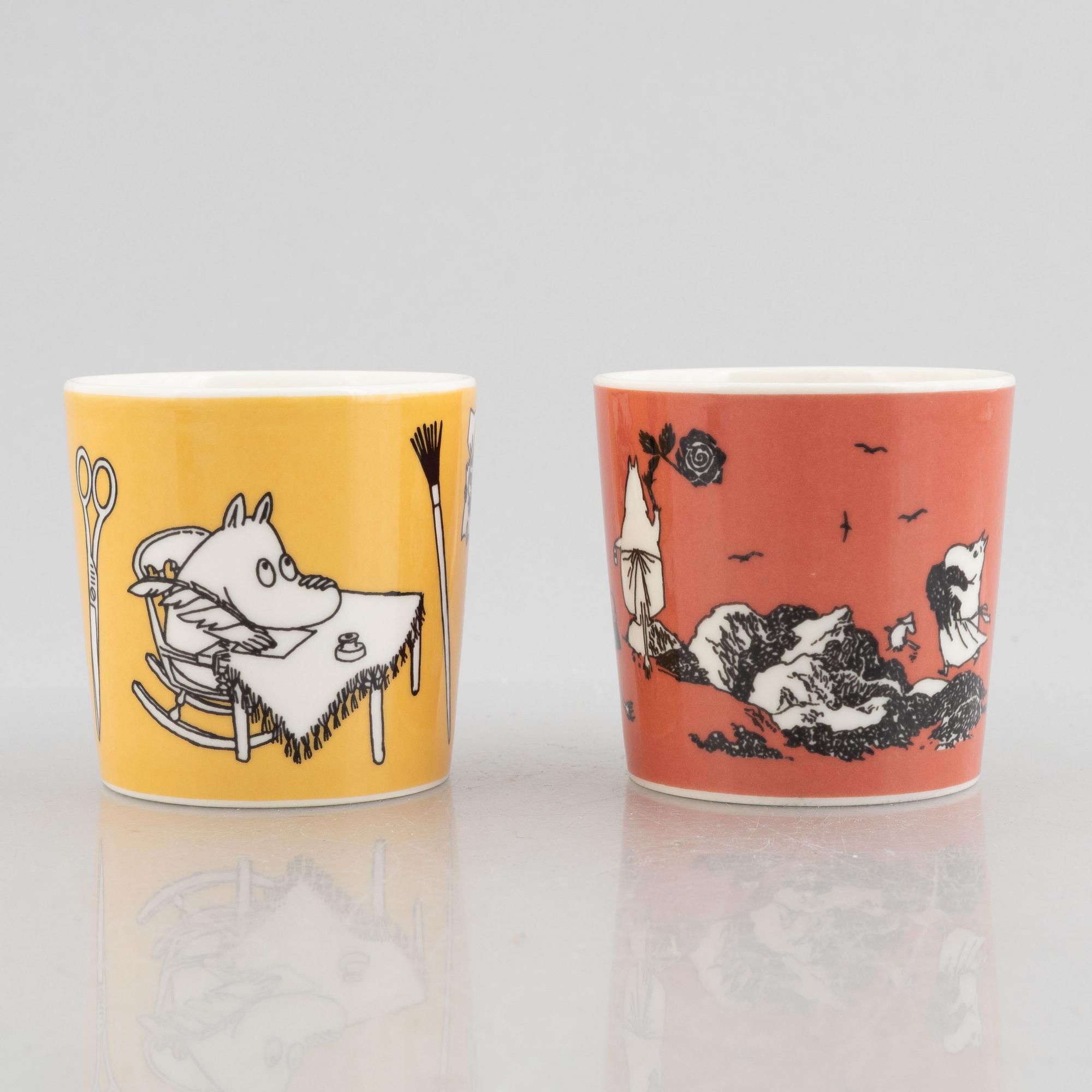 Two Moomin mugs, Arabia, Finland, 1990-1999.