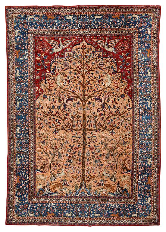 Matto, a semi-antique Kashan, a so called Dabir, ca 383,5-387,5 x 269,5-275 cm.