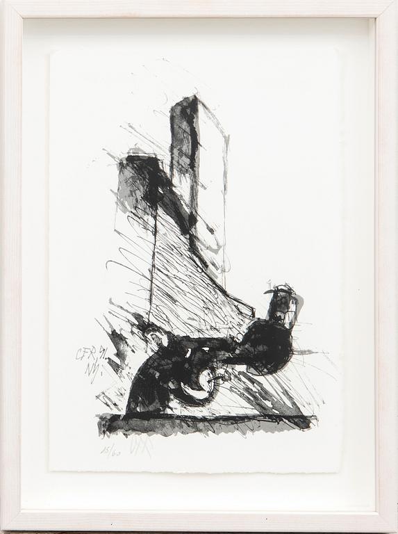 Carl-Fredrik Reuterswärd/ The Non-Violence Project Foundation, litografi, signerad, daterad -91 och numrerad 15/60.