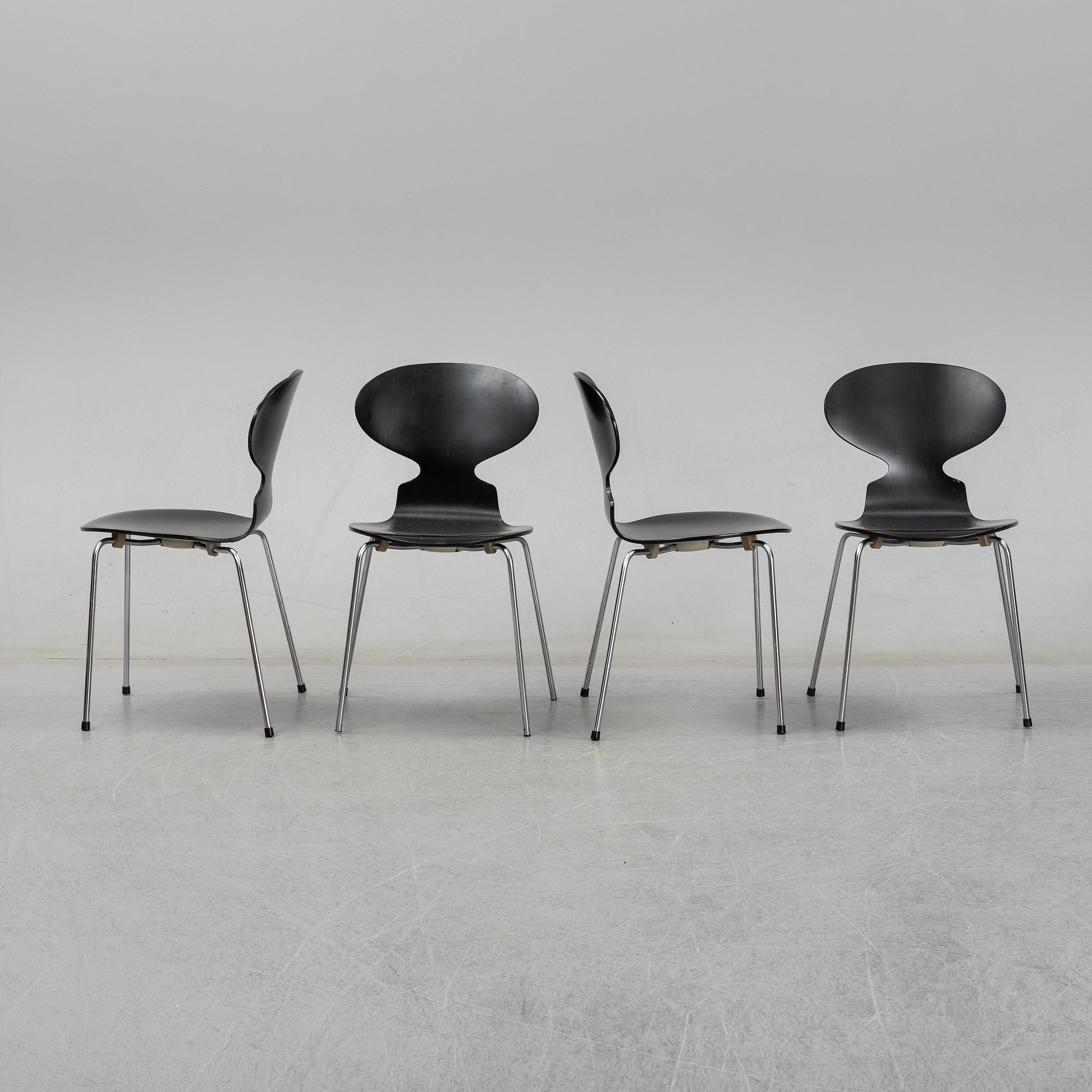 Four 'Ant' chairs by Arne Jacobsen for Fritz Hansen, dated  1973.