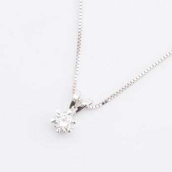 DIAMOND PENDANT w CHAIN 18K whitegold 1 brilliant-cut diamond approx 0,20 ct.