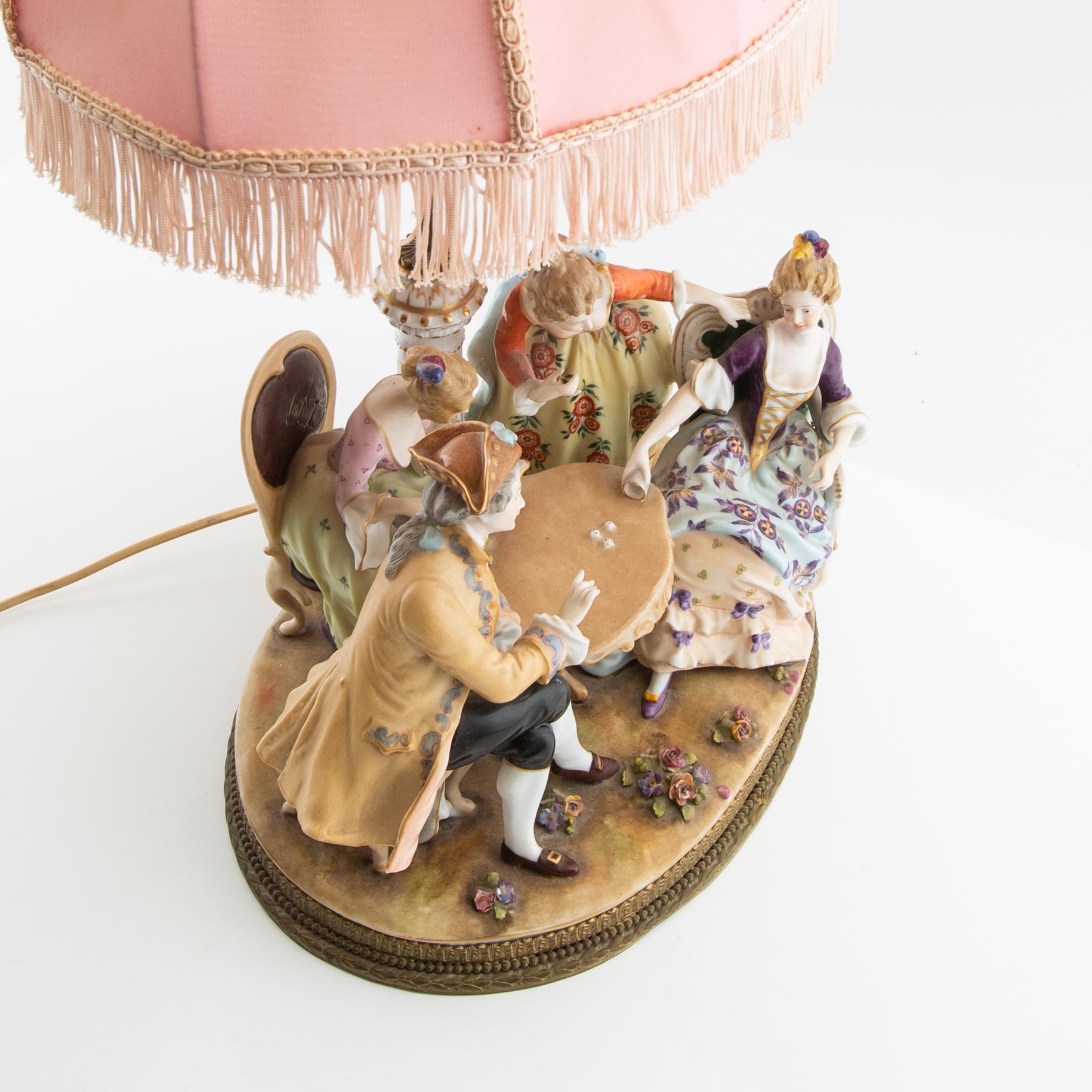 Table lamp Capo di Monte similar mark 20th century porcelain.