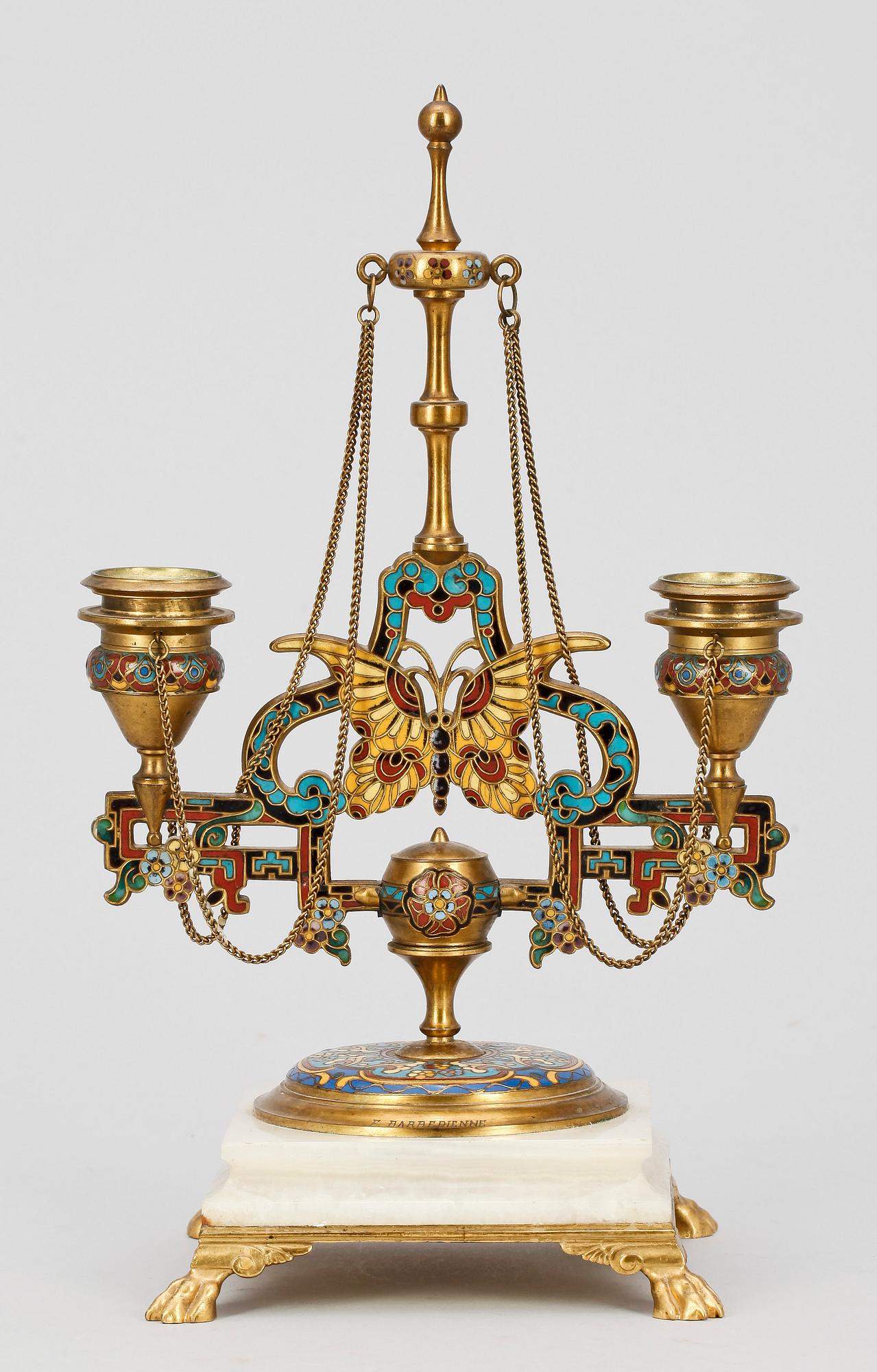 KANDELABER, mässing, Ferdinand Barbedienne, sign F Barbedienne, Frankrike, 1800-talets slut.