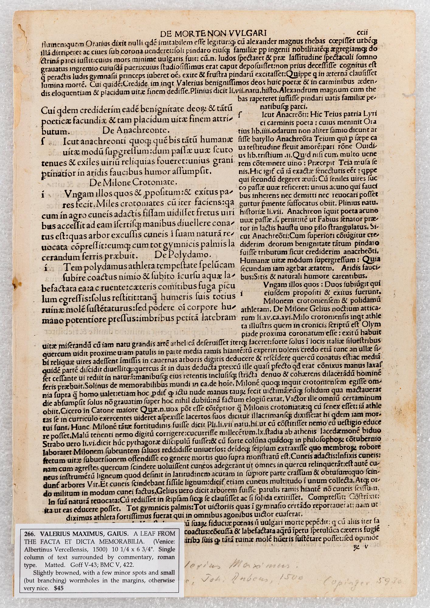Leaves of Italian Incunabula / Printed leaves of the 1400s.
