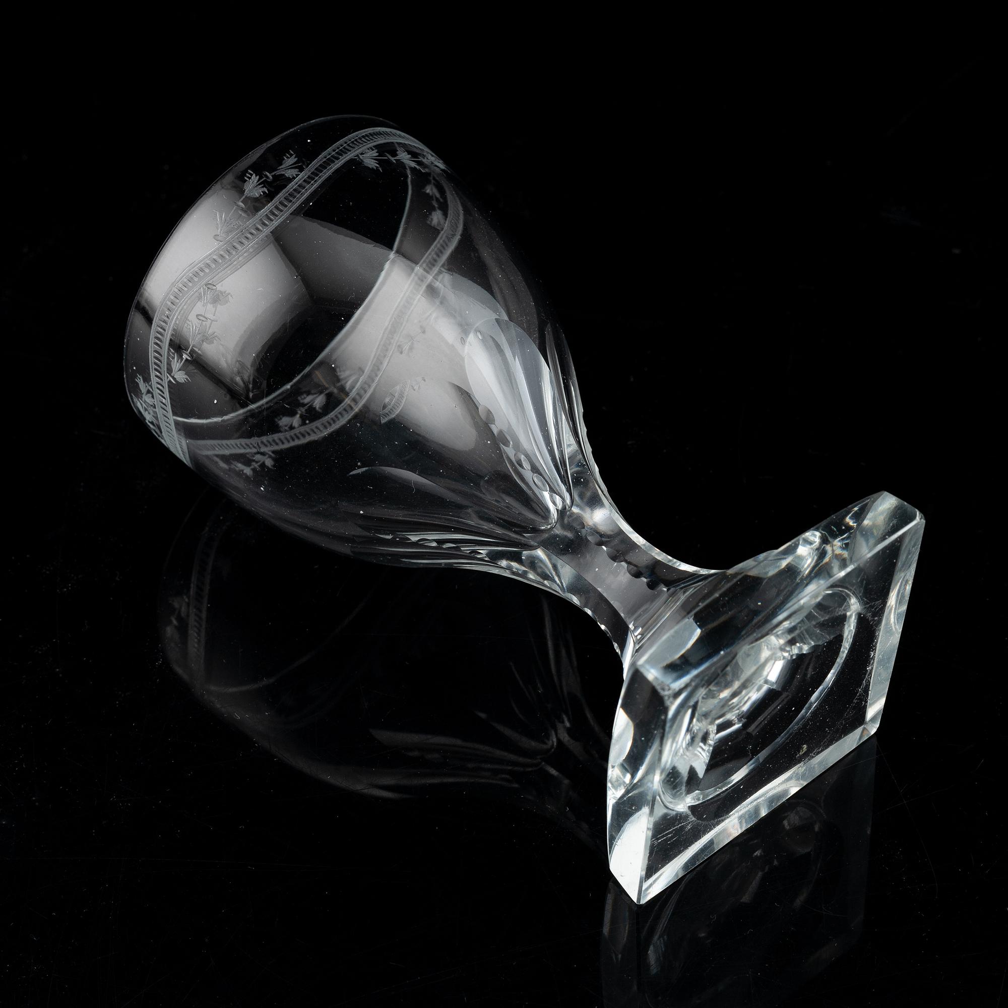 A set of 13 late Gustavian dessert wine glasses.