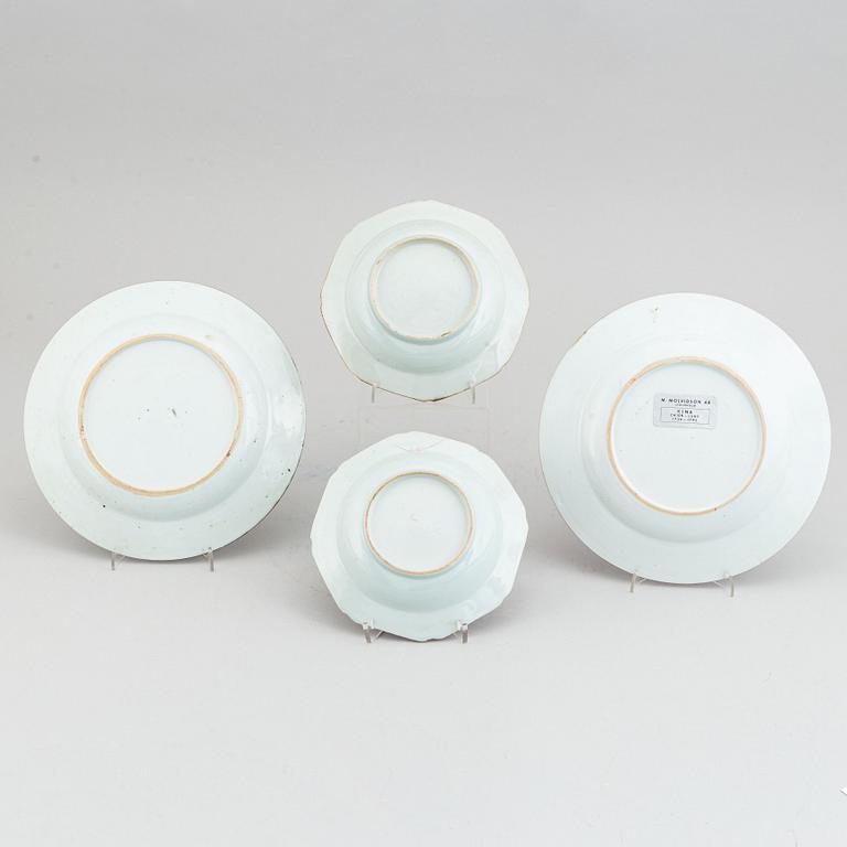 Four (2+2) famille rose export porcelain dishes, Qing dynasty. Qianlong (1736-95).