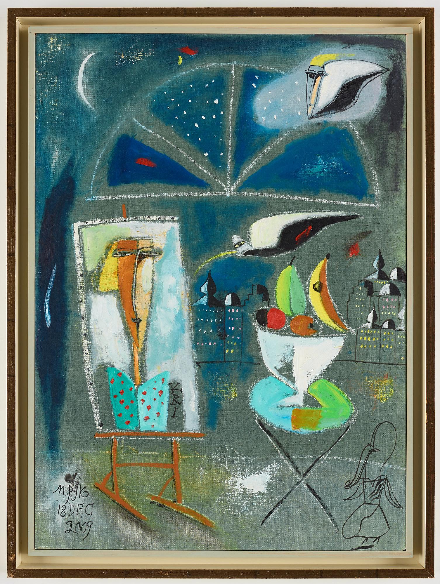 Madeleine Pyk, signed M. Pyk and dated 18 dec 2009, oil on canvas.