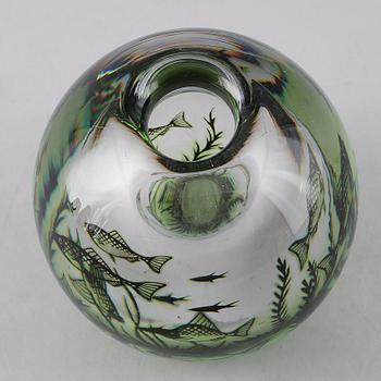 VAS, glas, Fiskgraal, Edward Hald, Orrefors, signerad.