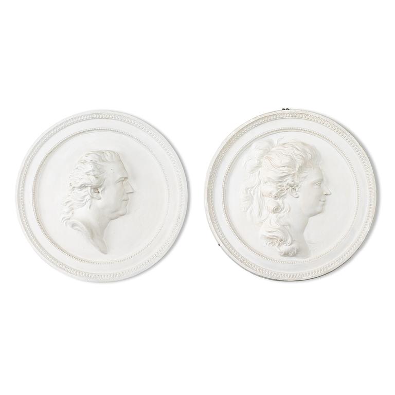 Portrait medallions, a pair, after Johan Tobias Sergel (Sweden 1740–1814),