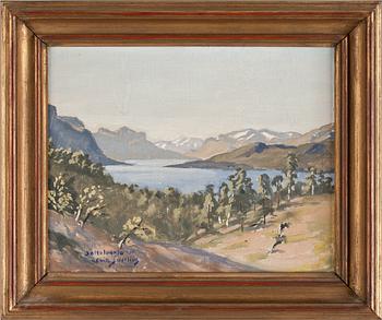 ERIK JUSELIUS, olja på pannå, sign o dat Saltoluokta -35.