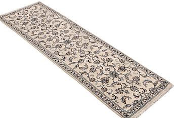 A runner carpet, Nain, part silk, ca 293 x 80 cm.