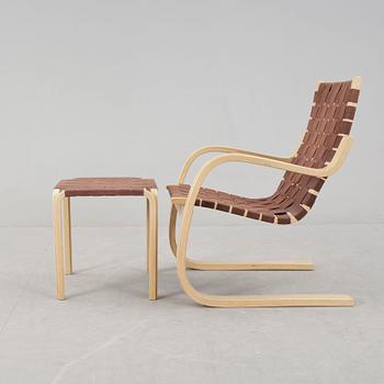 FÅTÖLJ, "406" samt PALL, "Y61", Alvar Aalto, Artek.