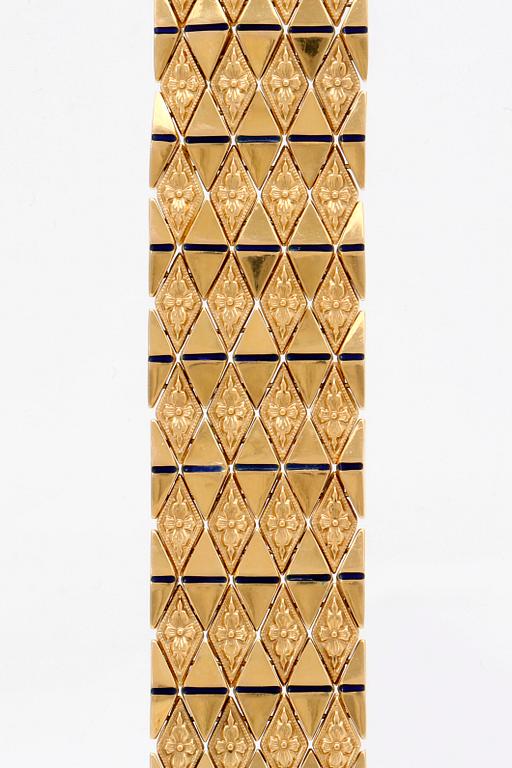 Bracelet 18K gold, enamel, 44,9 g, approx 20 x 2,5 cm, Italian hallmarks.