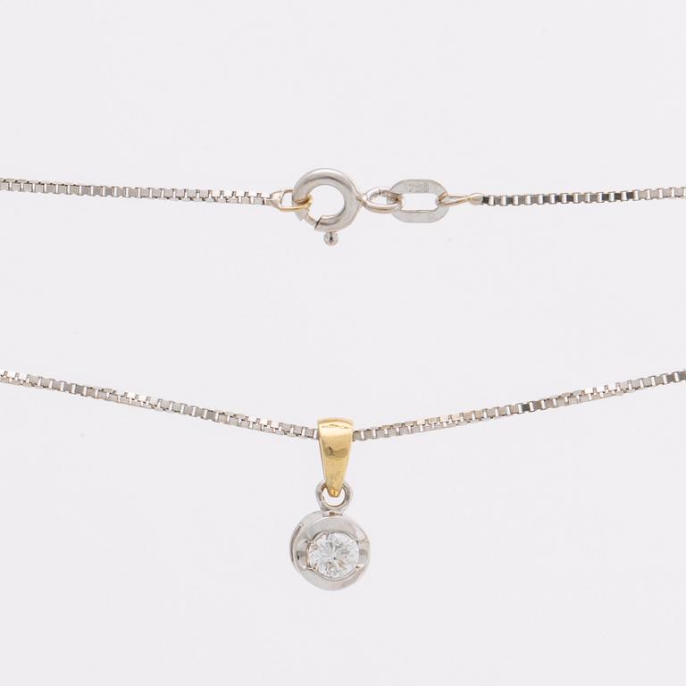 BRILJANTHÄNGE m KEDJA 18K vitguld 1 briljant 0,25 ct enligt gravyr.