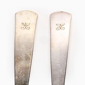 A Swedish 20th century set of 24 pcs of silver cutlery mark of Jacob Ängman GAB Stockholm 1959/60s, weight 1060 grams.