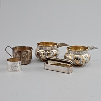 PARTI SILVER, 5 delar, 1800/1900-tal. Vikt 670 g.