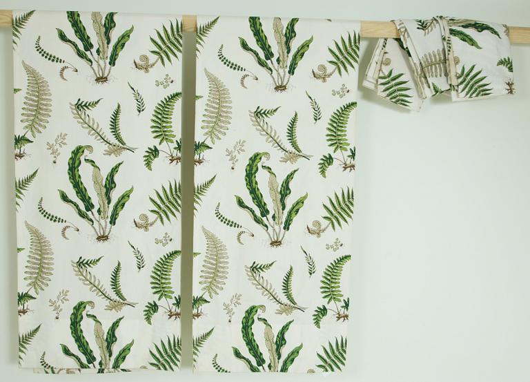 GARDINLÄNGDER, 4st, linne, "Stensöta", G P & J Baker, Svenskt tenn.