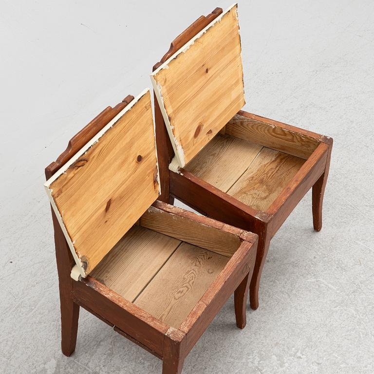 A Pair of Painted Children's Chairs, circa 1900.