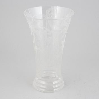 Edward Hald, a glass vase, 'Urskogen', Orrefors, numbered 378.