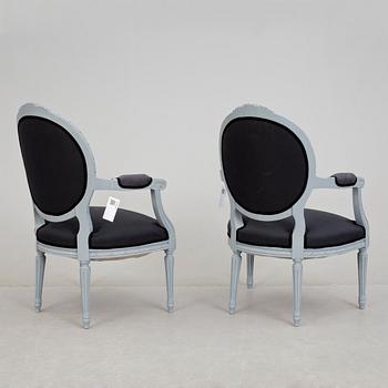KARMSTOLAR, ett par, Louis XVI-stil, 1900-tal.