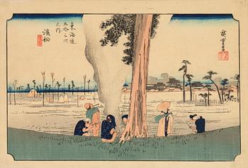 Ando Utagawa Hiroshige, after, a woodblock print in colours, 20th Century.