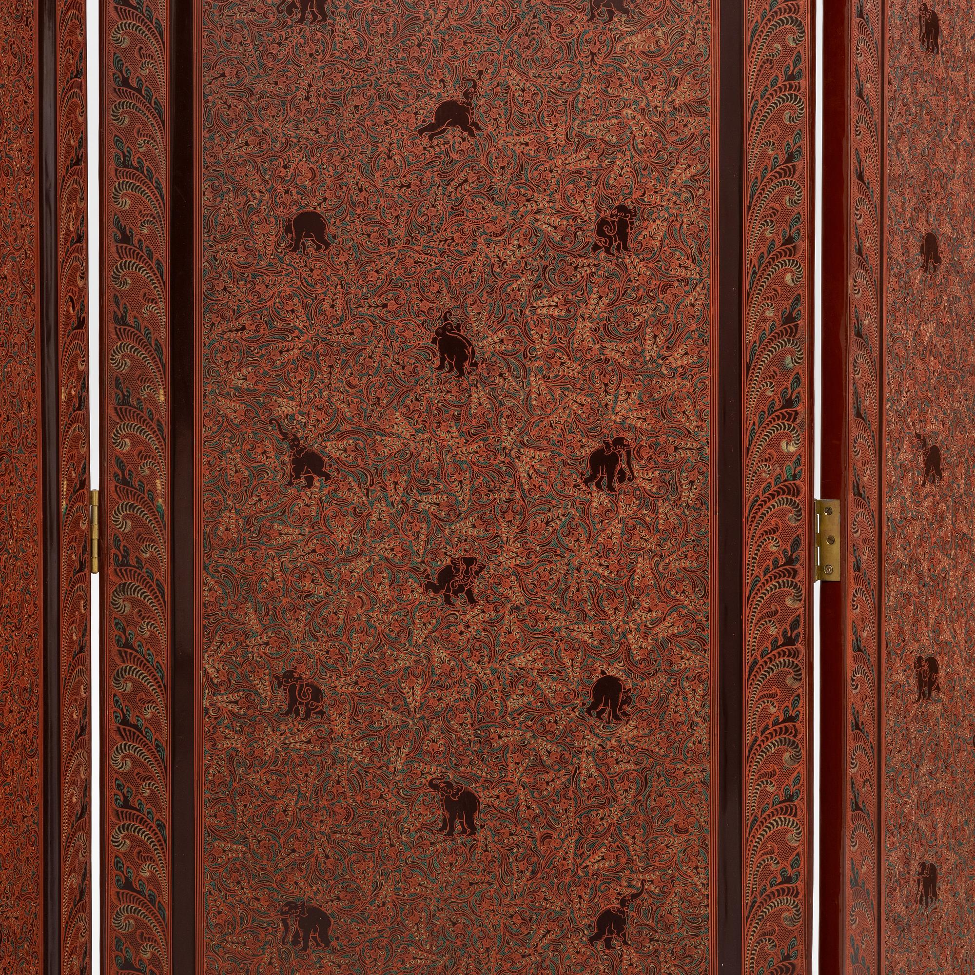 A folding screen, south east Asia, second half of the 20th century.