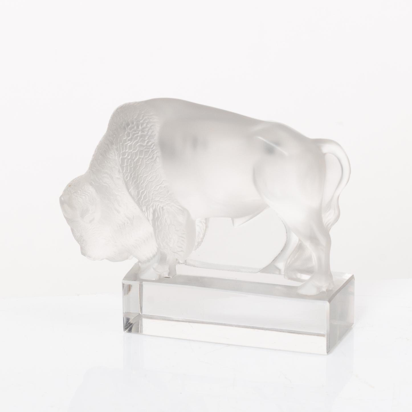 9 glass figurines, Lalique, France.