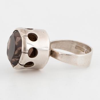 Alton silver and smoky quartz ring.