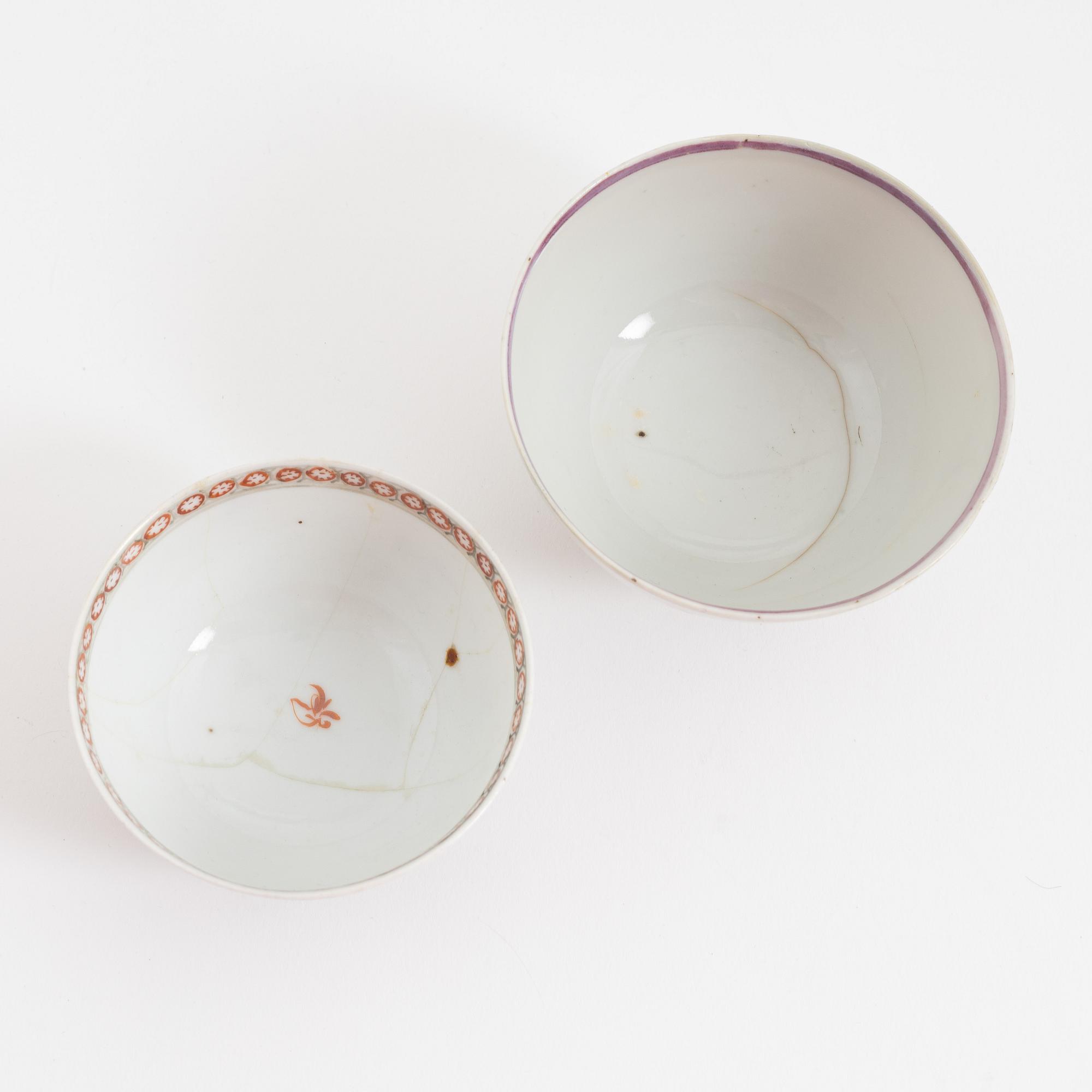 Koppar, 12 stycken, fat, 12 stycken, porslin, Kina, Qingdynastin, Qianlong (1736-95).