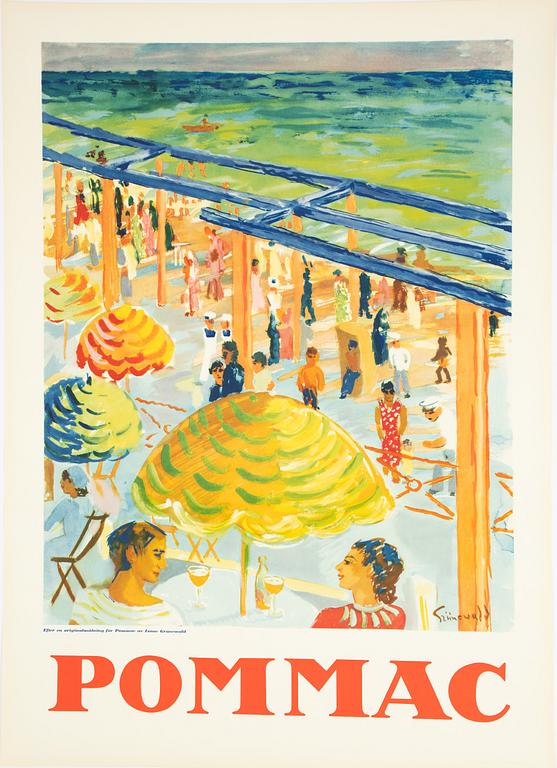 Isaac Grünewald, a vintage poster, 'Pommac', Åhlen & Åkerlunds Offsettryckeri, Stockholm, 1954.