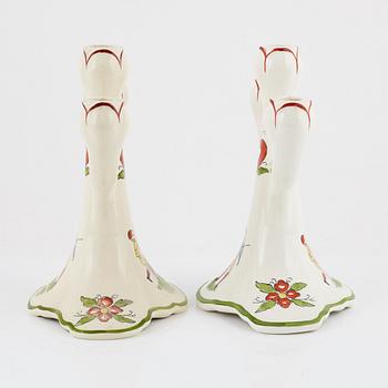 A pair of 'Daladansen' creamware candelabra from Rörstrand, Art Nouveau, early 20th Century.
