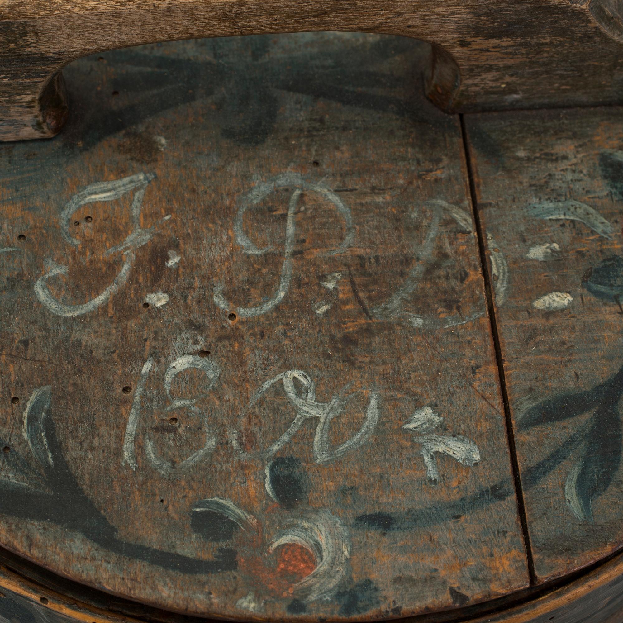 A folk art bowl, Sweden marked  PJES JPD 1800.