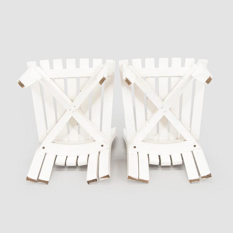 Alvar & Aino Aalto, Four 'Aurinko' (Sun-serial) garden chairs, model 910  for O.Y. Huonekalu- ja Rakennustyötehdas A.B. 1957.