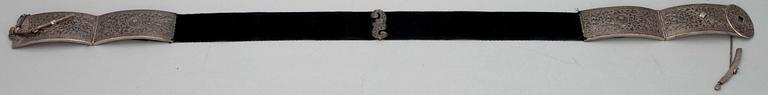 BÄLTE, sammet och silver, Ryssland, Kaukasus, 1900-talets början.