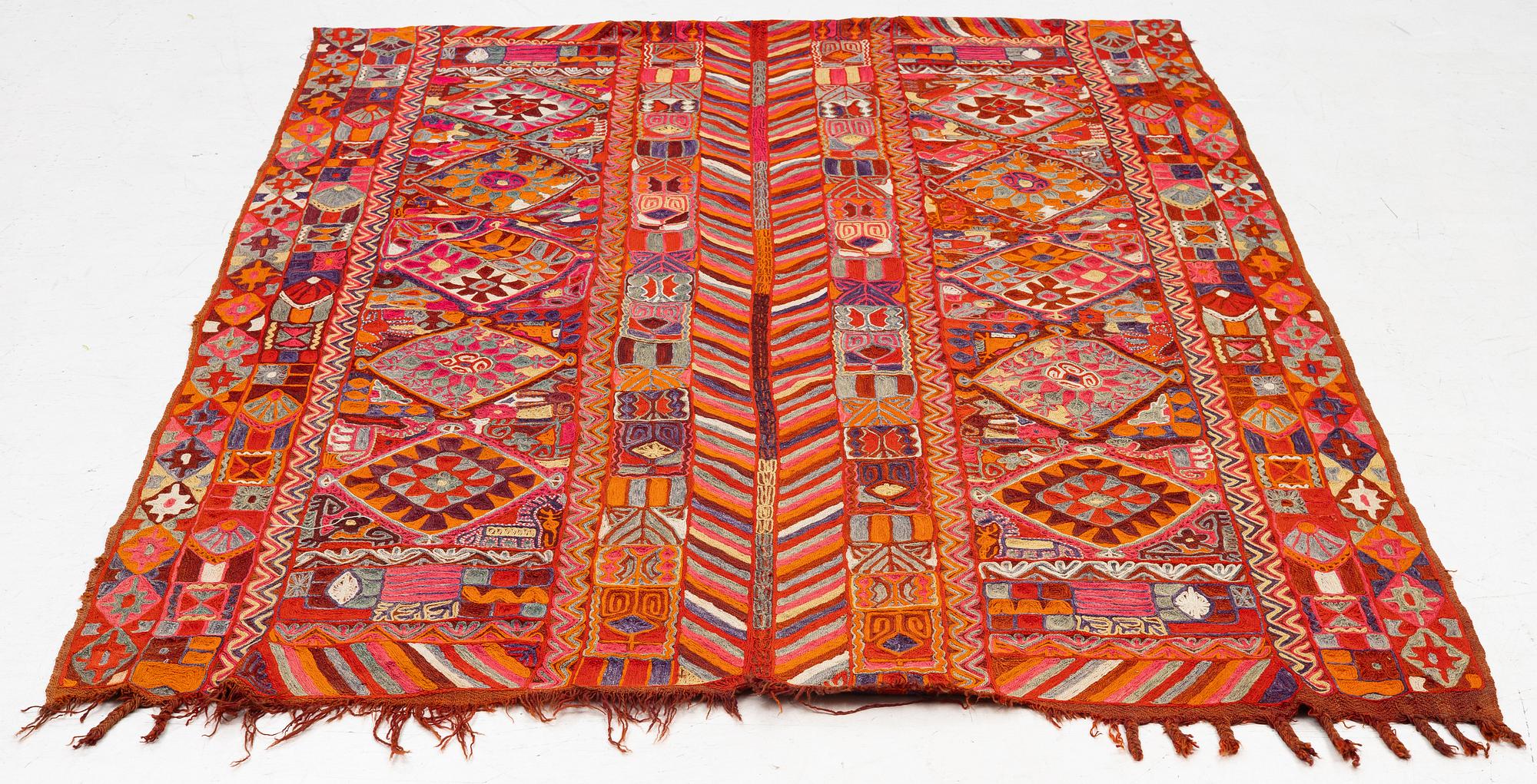 Embroidered textile, old, Marsh nomads, Iraq, approx. 260 x 180 cm.