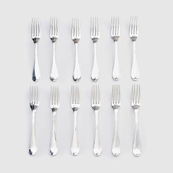 263. A Swedish set of twelve silver forks, marks of Gustaf Hamnqvist, Åmål 1808-1813.