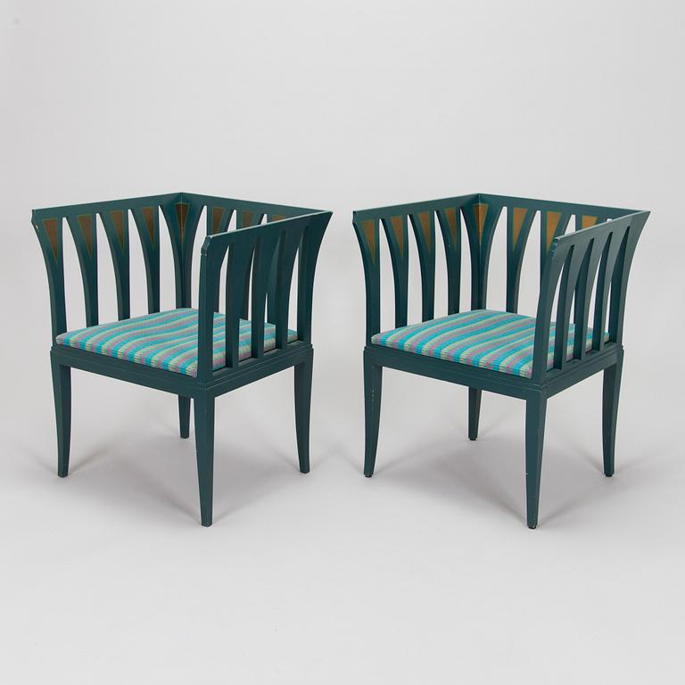 Eliel Saarinen, furniture, 5 pieces, "Blue suite" for Adelta, Finland 1980s.