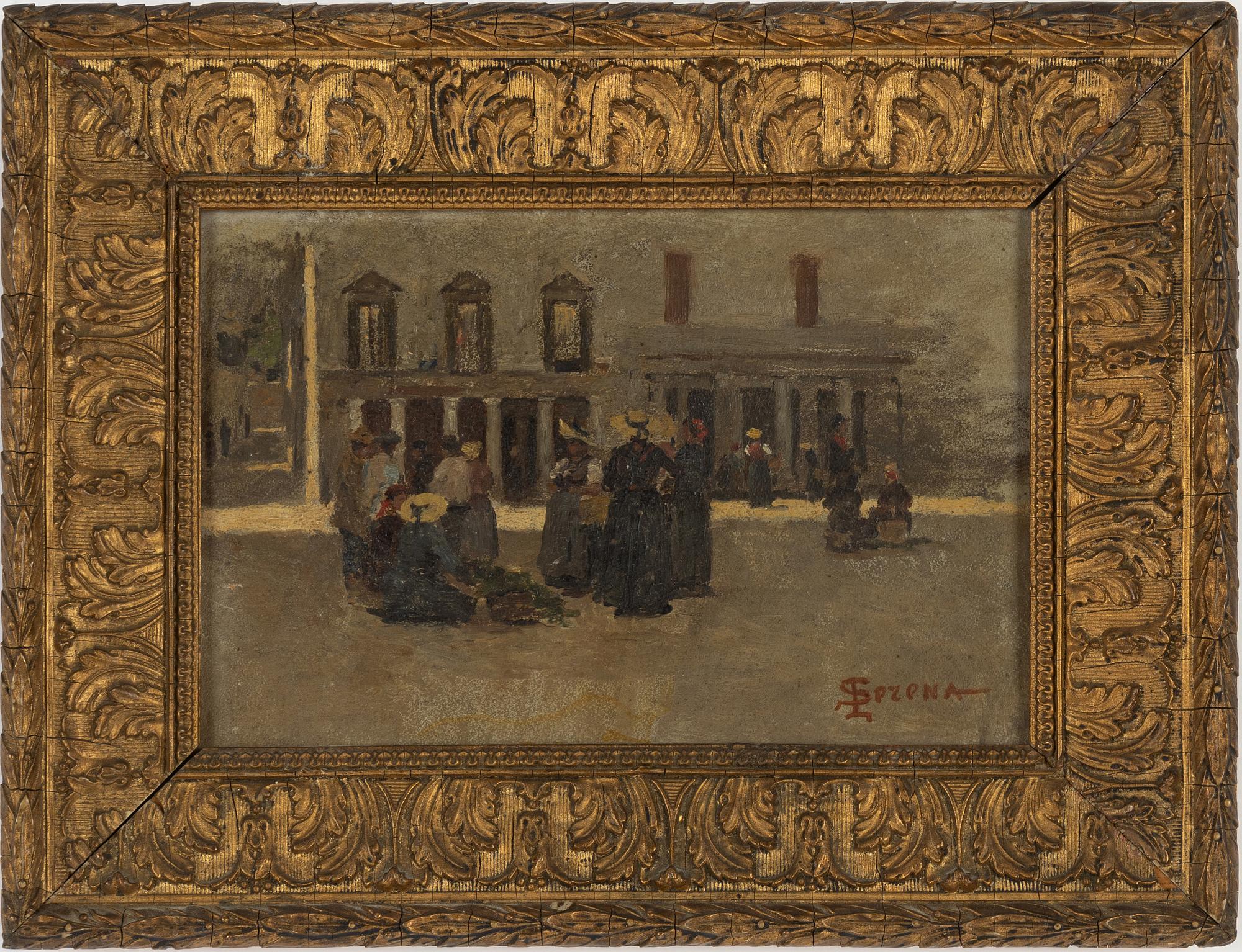 Luigi Serena, oil on paper-panel, signed.