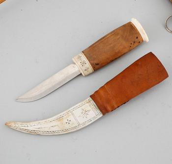Four Sami handicraft / Duodji pieces, 20th century.