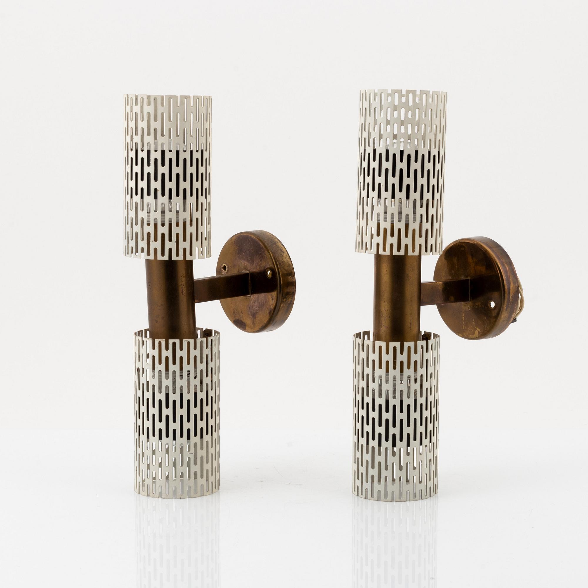 Harald Notini, vägglampor, ett par, modell 11262, Böhlmarks, 1940/1950-tal.