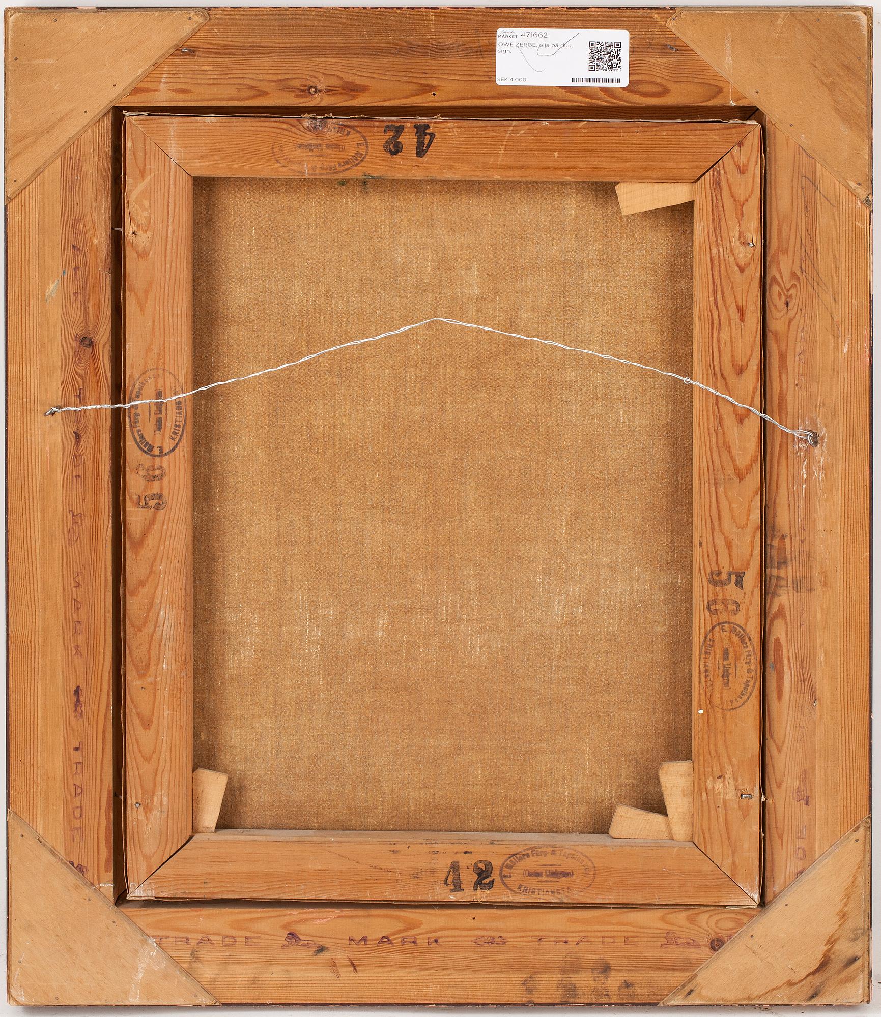 OWE ZERGE, olja på duk, signerad, daterad 1939.