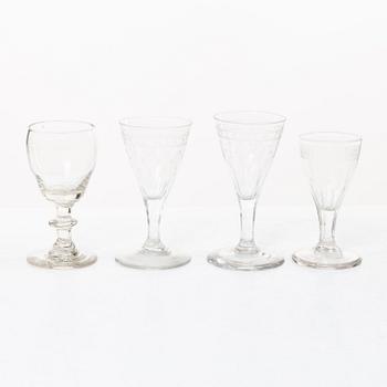 A set of thirty late Gustavian glasses, including from Casimirsborgs glassworks, late 18th/early19th century.